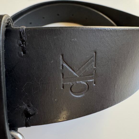 Calvin Klein Jeans Mens Leather Belt with Keeper Ring Medium 34 36 Black Silver - Picture 9 of 15